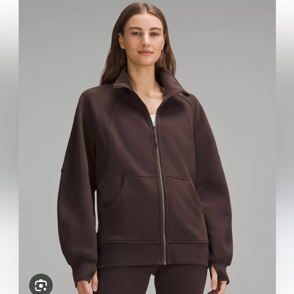 Lululemon scuba full zip oversized funnel neck brown espresso xs/s